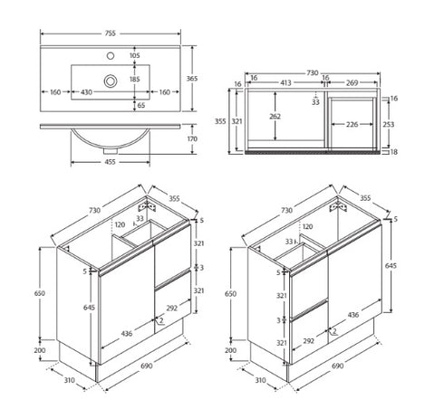 Fienza Siska Slim Vanity